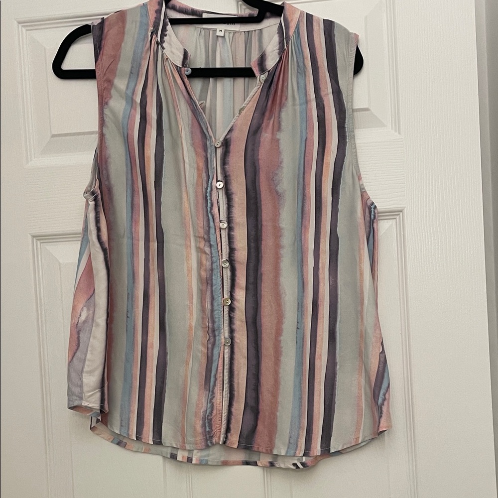 Bella Dahl Striped Sleeveless Button-Up Blouse